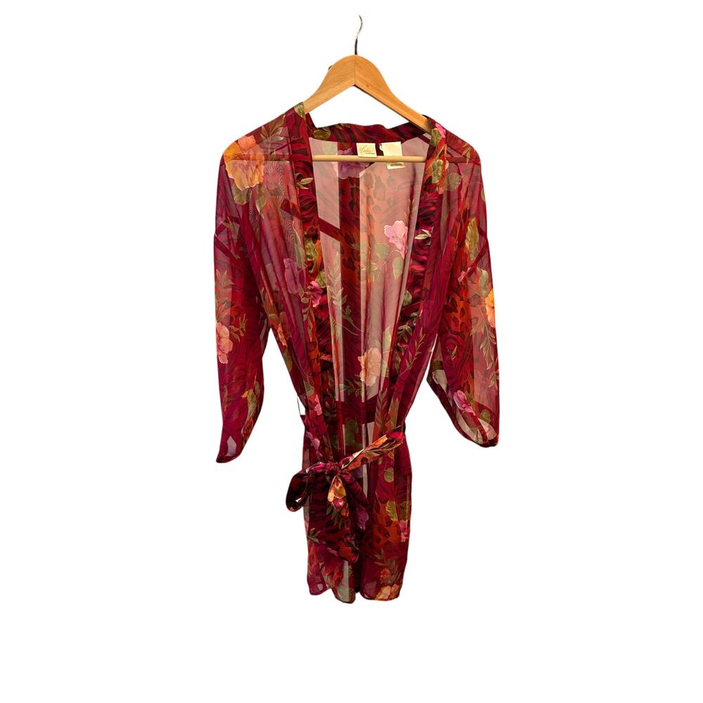 Sophia by Delicates Floral Animal Print Robe Kimono